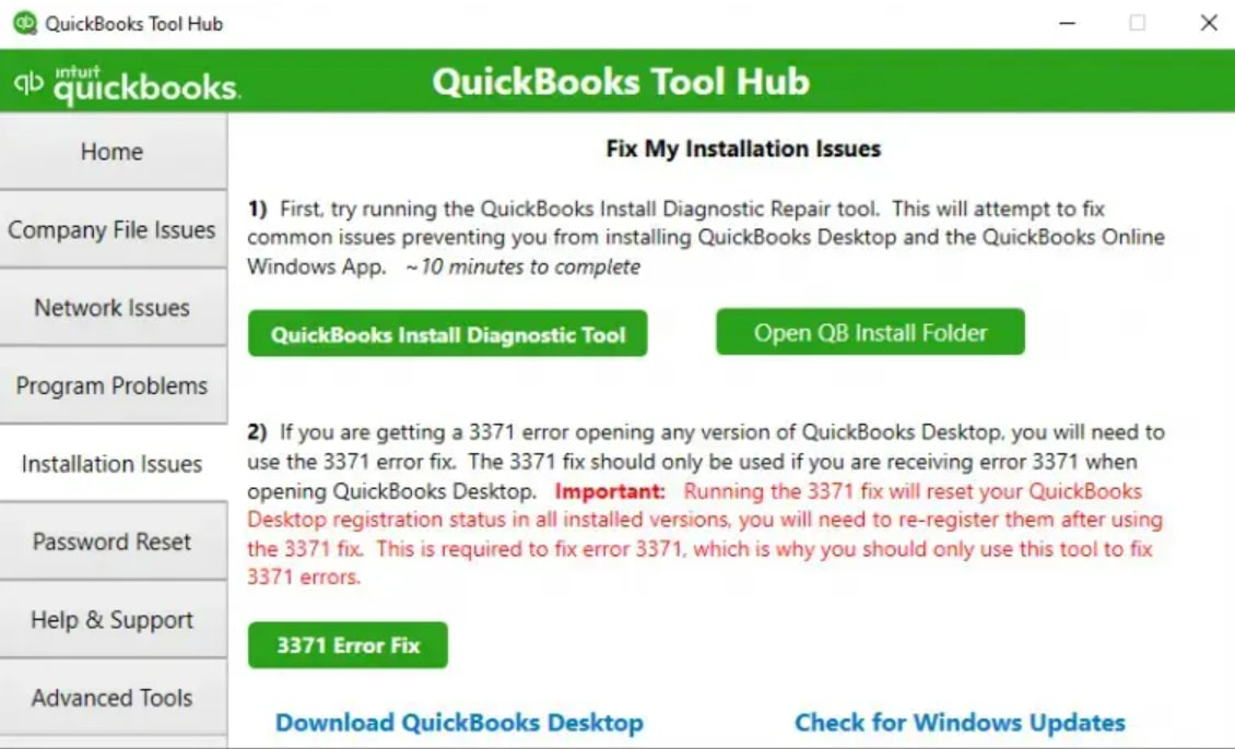 Resolve Quickbooks Installation errors