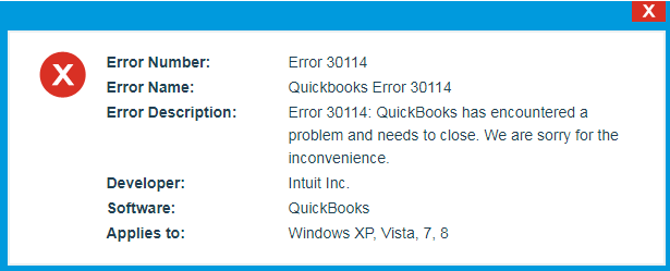 QuickBooks error 30114
